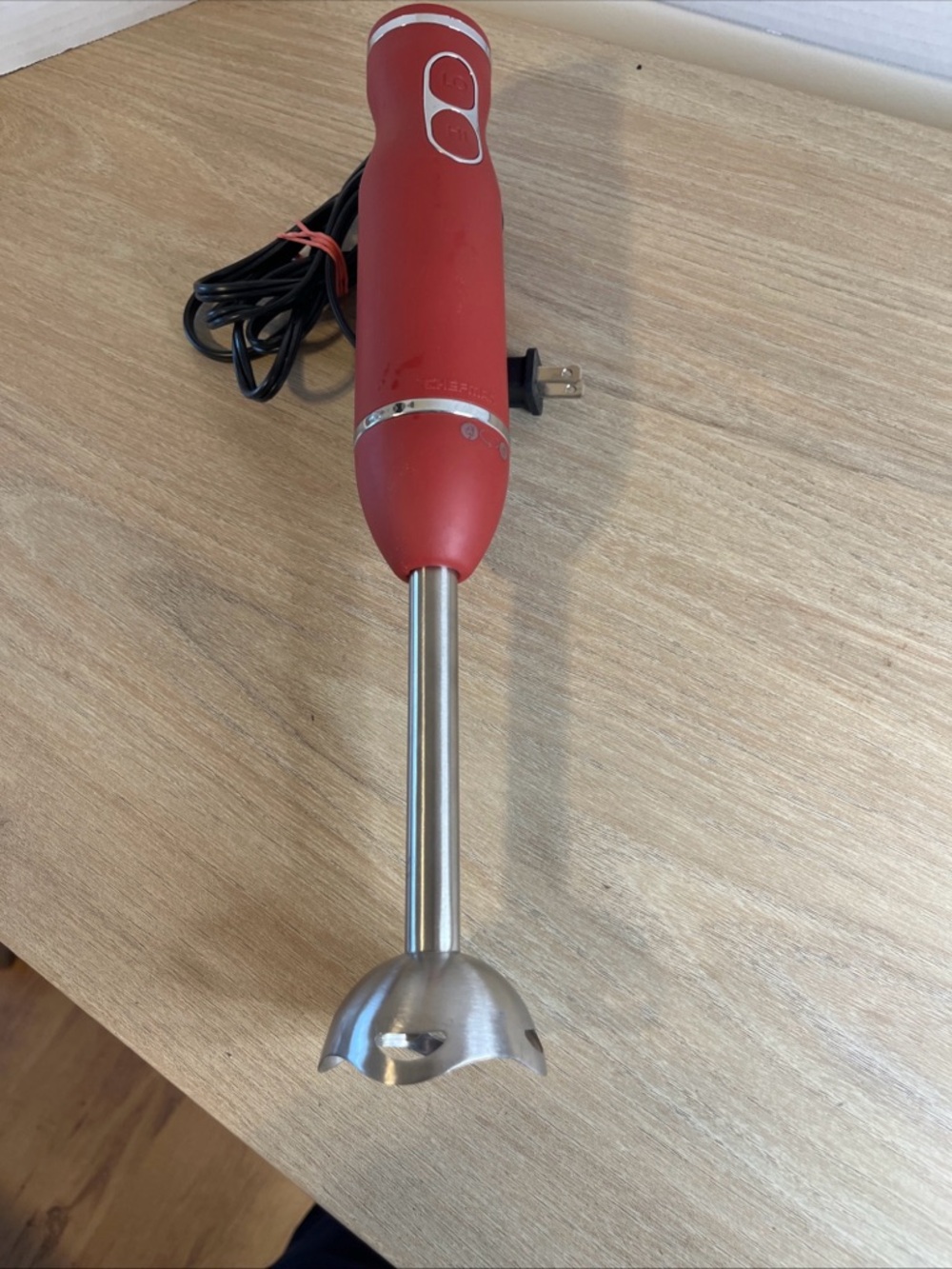 Red Immersion Hand Blender - Compact Electric Stick Mixer